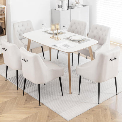 Esszimmerstühle 2er Set Beige mit Kissen & Hebel