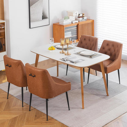 Esszimmerstühle 4er Set, Hellbraun mit Kissen & Hebel