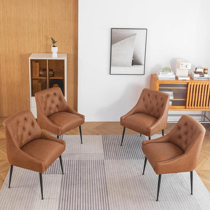Esszimmerstühle 4er Set, Hellbraun mit Kissen & Hebel