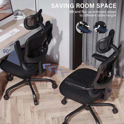 Gaming-Stuhl mit hochklappbaren Armlehnen und Lordosenstütze
