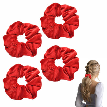 4 Stück Rote Haargummis Samt Stirnband Scrunchies