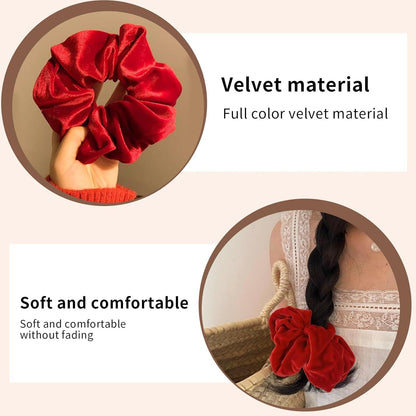 4 Stück Rote Haargummis Samt Stirnband Scrunchies