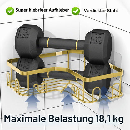 Eck-Duschablage Edelstahl 3er-Set mit Haken & Klebstoff