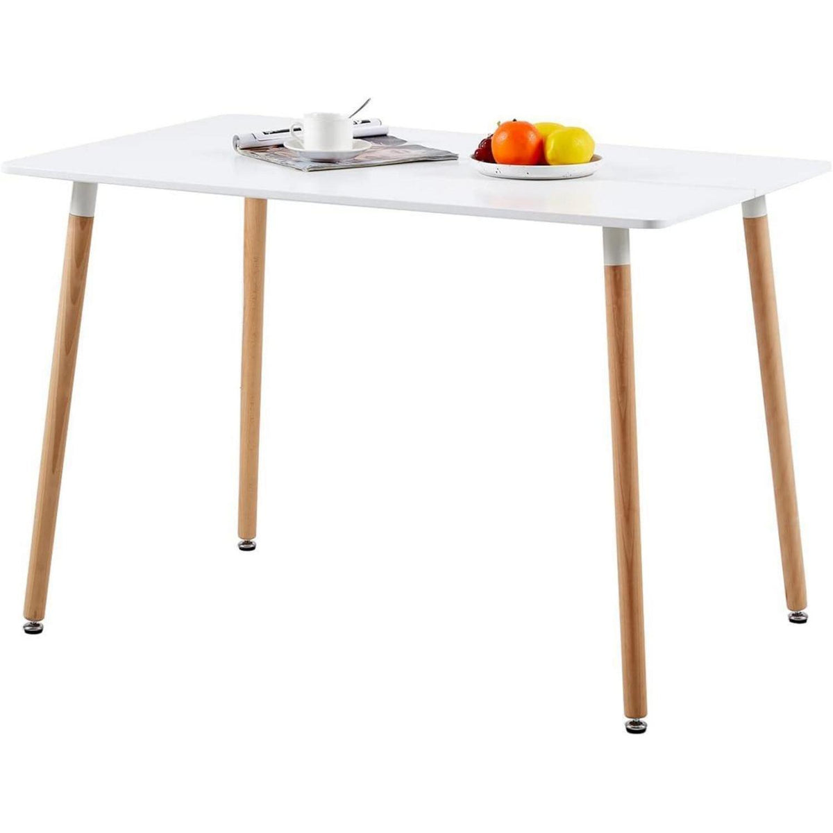 Esszimmergruppe 110cm Esstisch mit 6 Stühlen Weiß/Schwarz