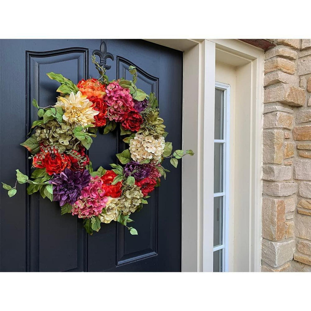 Herbstkranz Hortensien Türkranz Deko 45cm Rot Beige