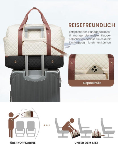 Reisetasche Damen Weekender Sporttasche mit Schuhfach Handgepäck für