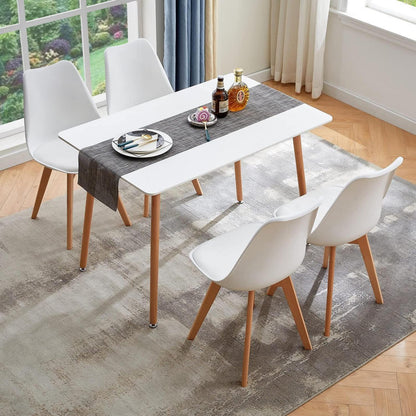 Esszimmergruppe Weiß: Esstisch 110cm + 4 Stühle