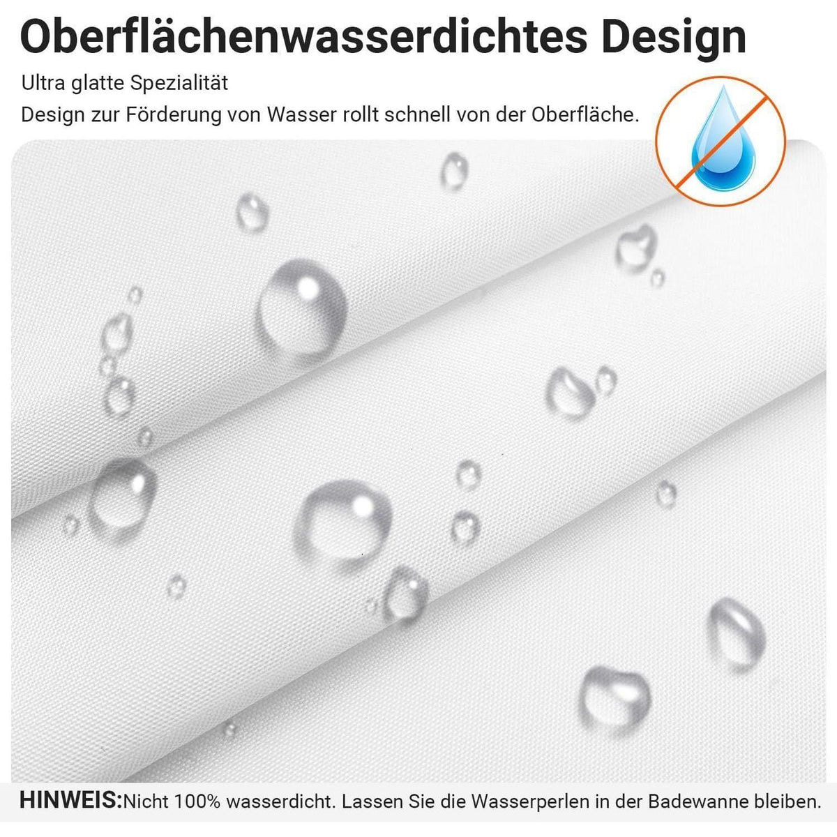 Duschvorhang 180x220cm Reinweiß mit Haken & Antischimmel Beschichtung