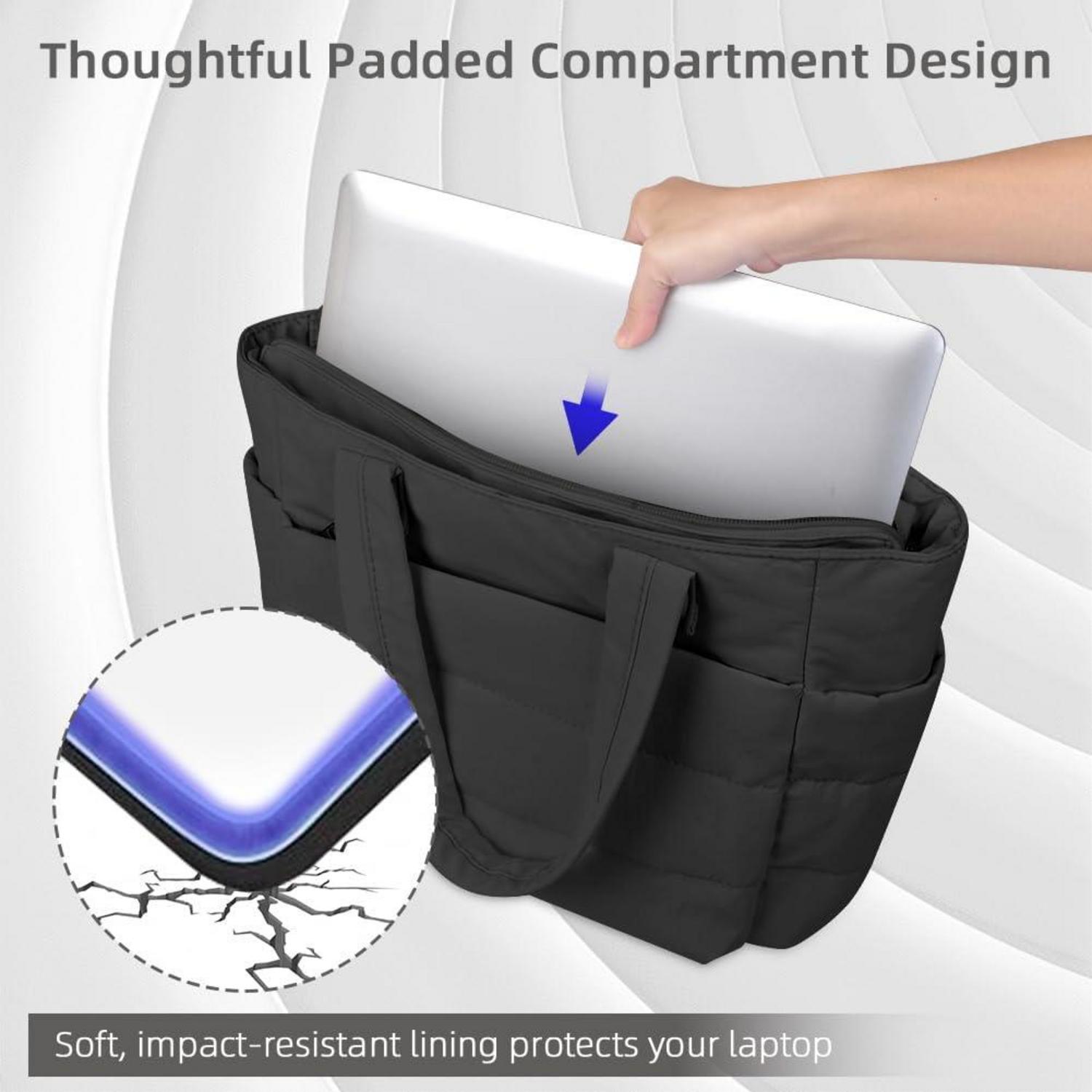 Aucuu Puffer Schultertasche Damen - Multifunktionale Umhängetasche mit Laptopfach