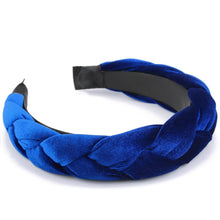 Geflochtenes Samt Stirnband Elastisch Criss Cross Haarband Blau