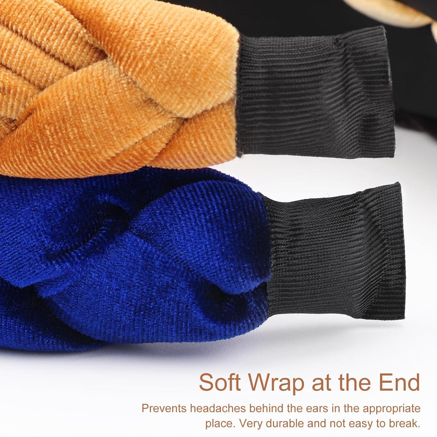 Geflochtenes Samt Stirnband Elastisch Criss Cross Haarband Blau