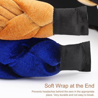 Geflochtenes Samt Stirnband Elastisch Criss Cross Haarband Blau