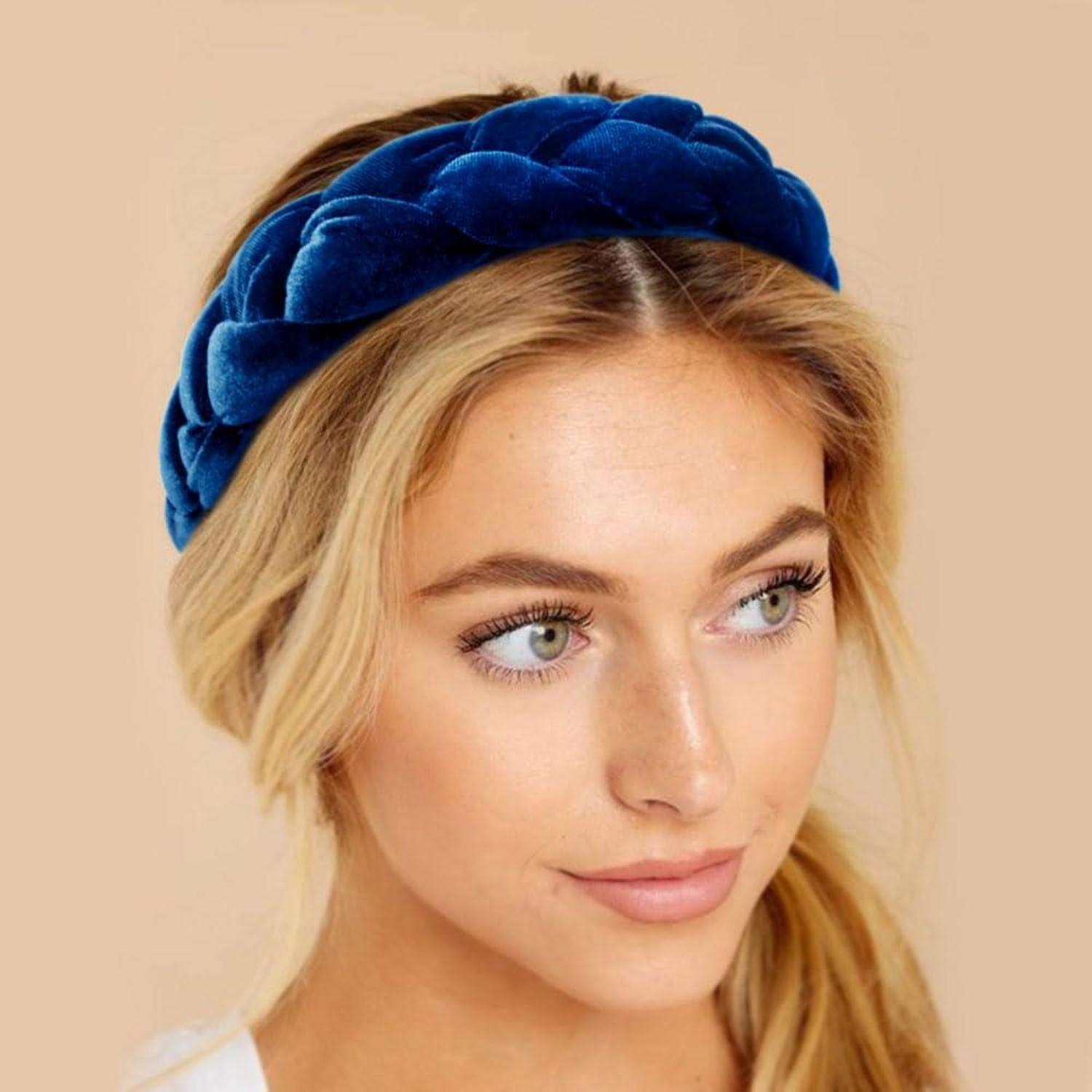 Geflochtenes Stirnband Damen Samt Haarreif Elastisch Criss Cross