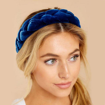 Geflochtenes Stirnband Damen Samt Haarreif Elastisch Criss Cross