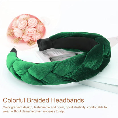 DRESHOW Geflochtene Stirnbänder Samt Haarreifen Elastisch Braided Hair Hoop Blackish Green