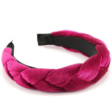 Geflochtenes Samt Stirnband Elastisch Criss Cross Haarband Fuchsia