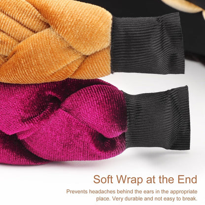 Geflochtenes Samt Stirnband Elastisch Criss Cross Haarband Fuchsia