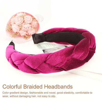 Geflochtene Stirnbänder Damen Samt Haarreif Elastisch Criss Cross Haarband Fuchsia