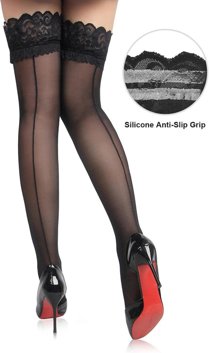 ohyeahlady Sexy Halterlose Strümpfe Schwarz XS-5XL in Box