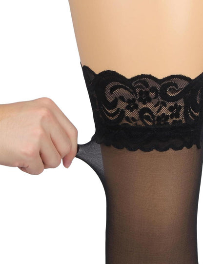 Sexy Overknee Stockings mit Naht XS-5XL Box Packung Schwarz