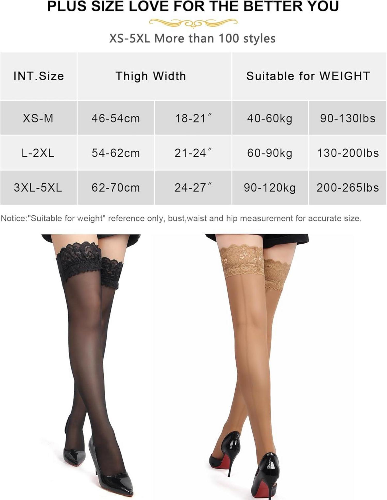 Halterlose Strümpfe mit Naht Thigh Highs Overknees XXL Schwarz