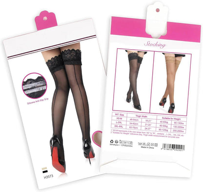 Sexy Overknee Stockings mit Naht XS-5XL Box Packung Schwarz