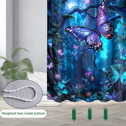 Duschvorhang Blau 180x200 Bunt Motiv Wasserdicht Trocknend