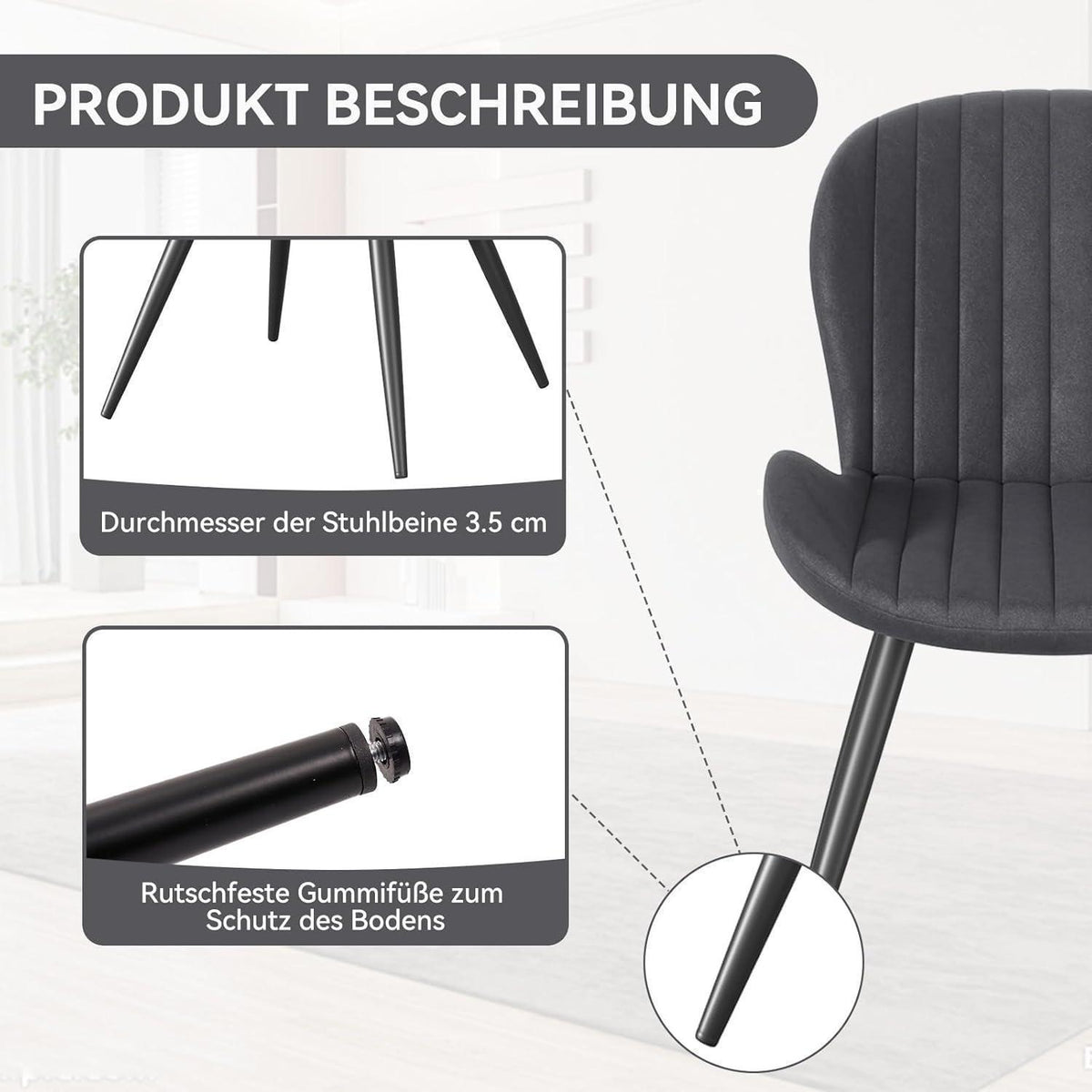 Esszimmerstühle 6er Set Dunkelgrau – Ergonomisch & Robust