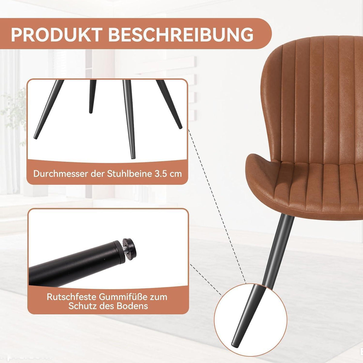 Esszimmerstühle 4er Set Braun – Ergonomisch & Robust