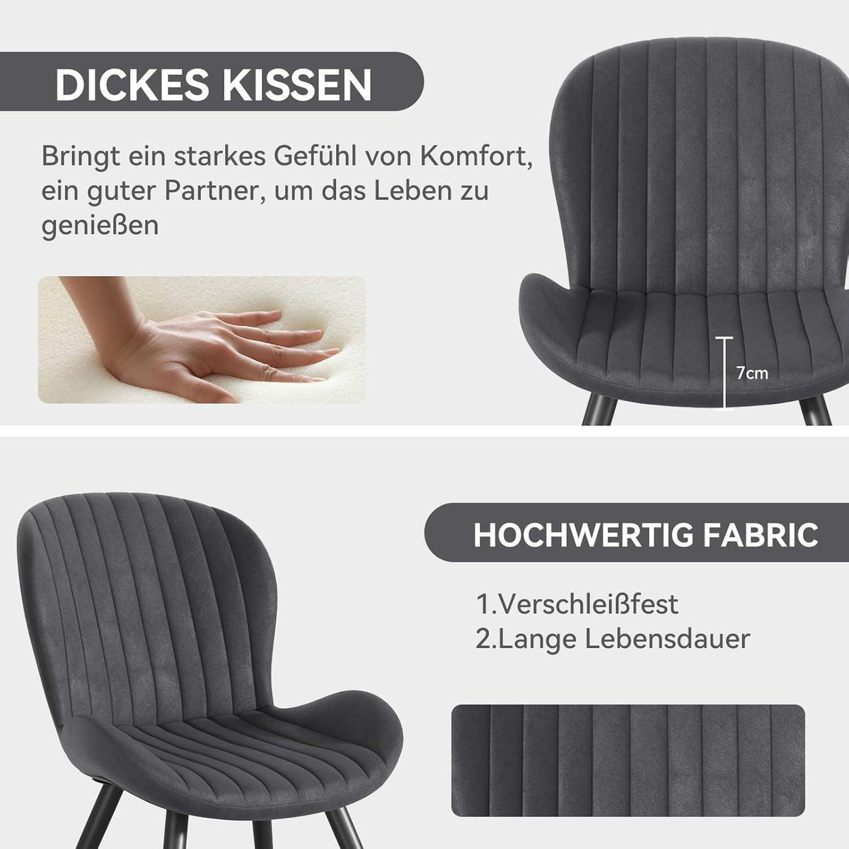 Esszimmerstühle Set Dunkelgrau – Ergonomisch & Robust