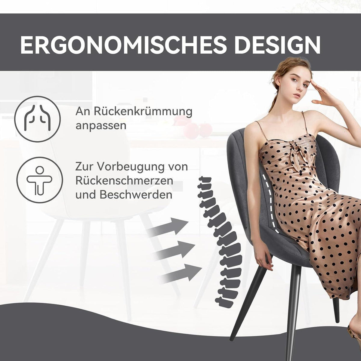 Esszimmerstühle Set Dunkelgrau – Ergonomisch & Robust
