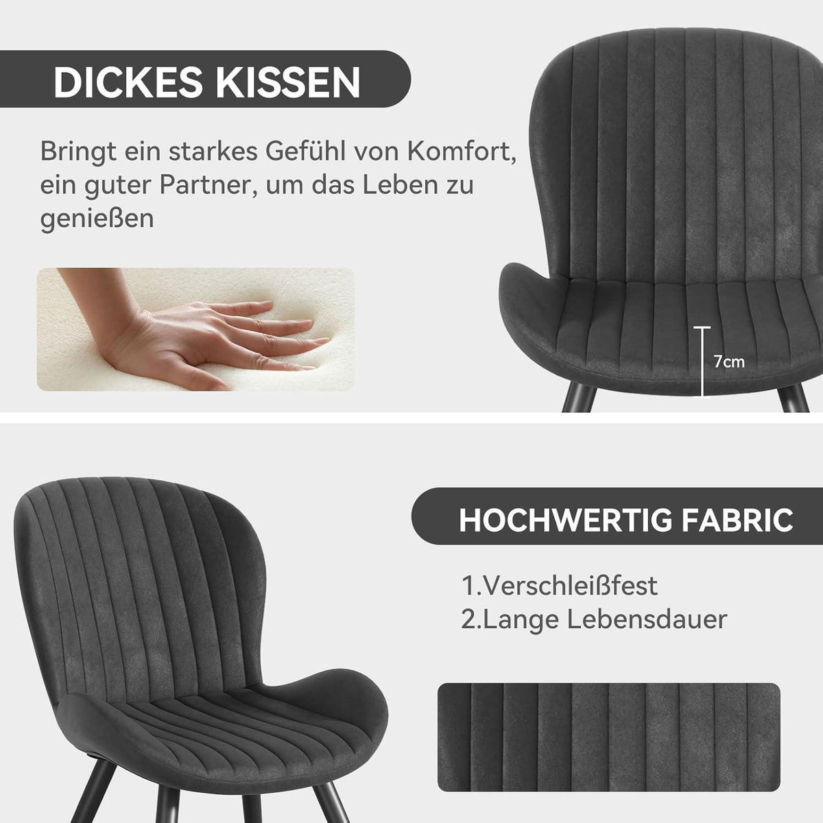 Esszimmerstühle 6er Set – Ergonomisch & Wasserdicht Schwarz