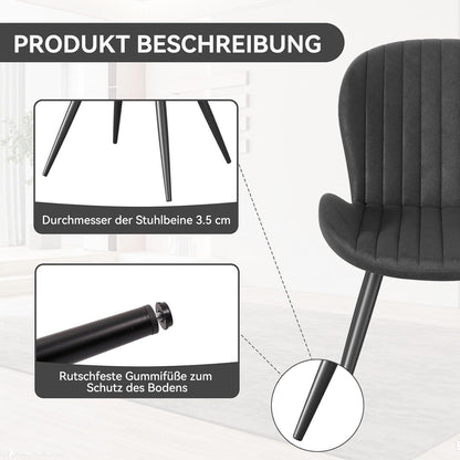 Esszimmerstühle 6er Set – Ergonomisch & Wasserdicht Schwarz