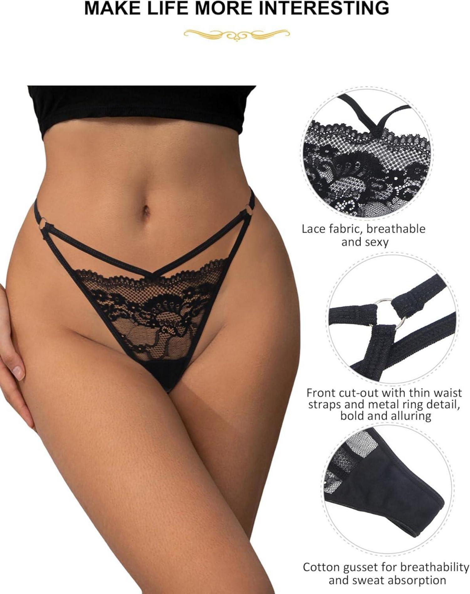 Micro String Tanga Damen Sexy Mini Thong Spitze G-String XL Schwarz