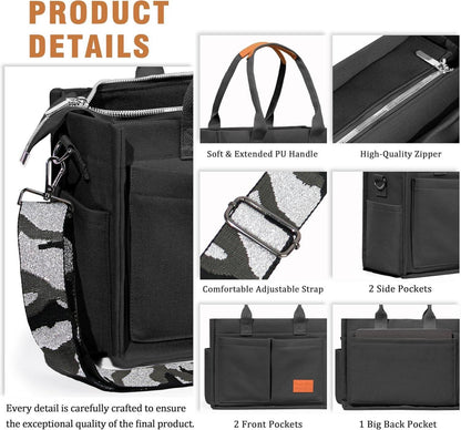 Canvas Tote Bag Damen groß Arbeitstasche Umhängetasche Schultertasche Uni Schule Shopper