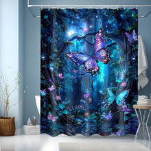 Duschvorhang Blau mit Motiv 150x200 Wasserdicht und Schnell Trocknend