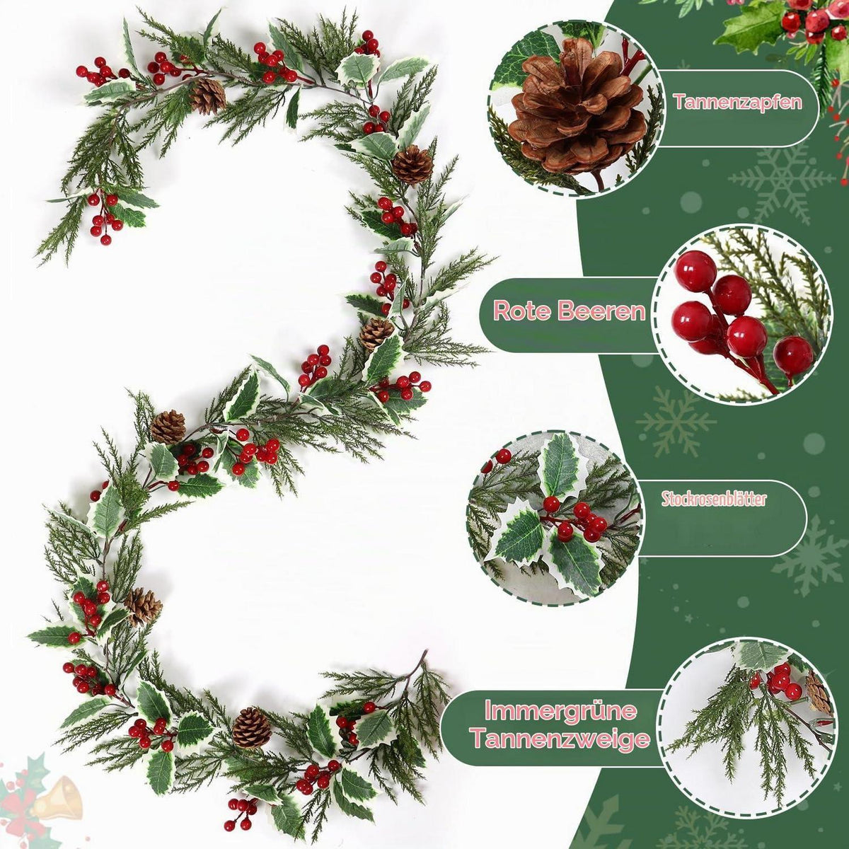 Künstliche Beerengirlande 4m – 2er Set für Weihnachtsdeko