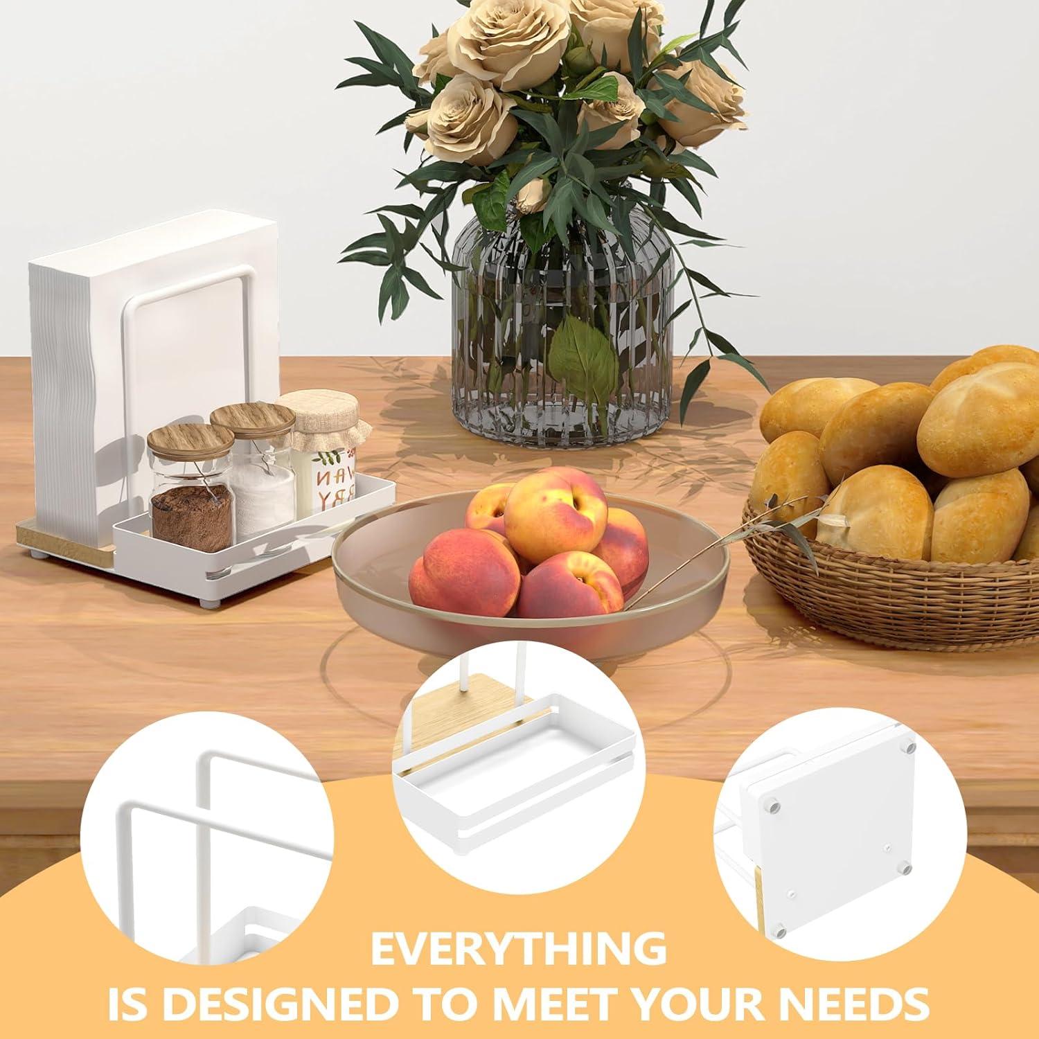 Serviettenhalter aus Metall und Holz für