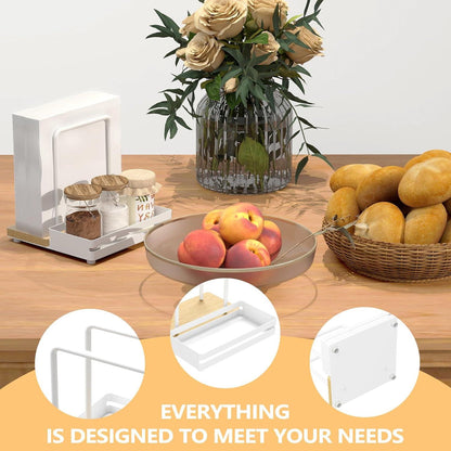 Serviettenhalter aus Metall und Holz für