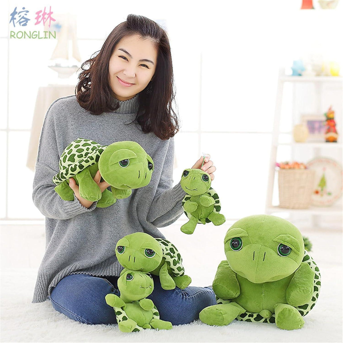 Große Plüsch Schildkröte 100cm - Kuscheltier Geschenk Grün