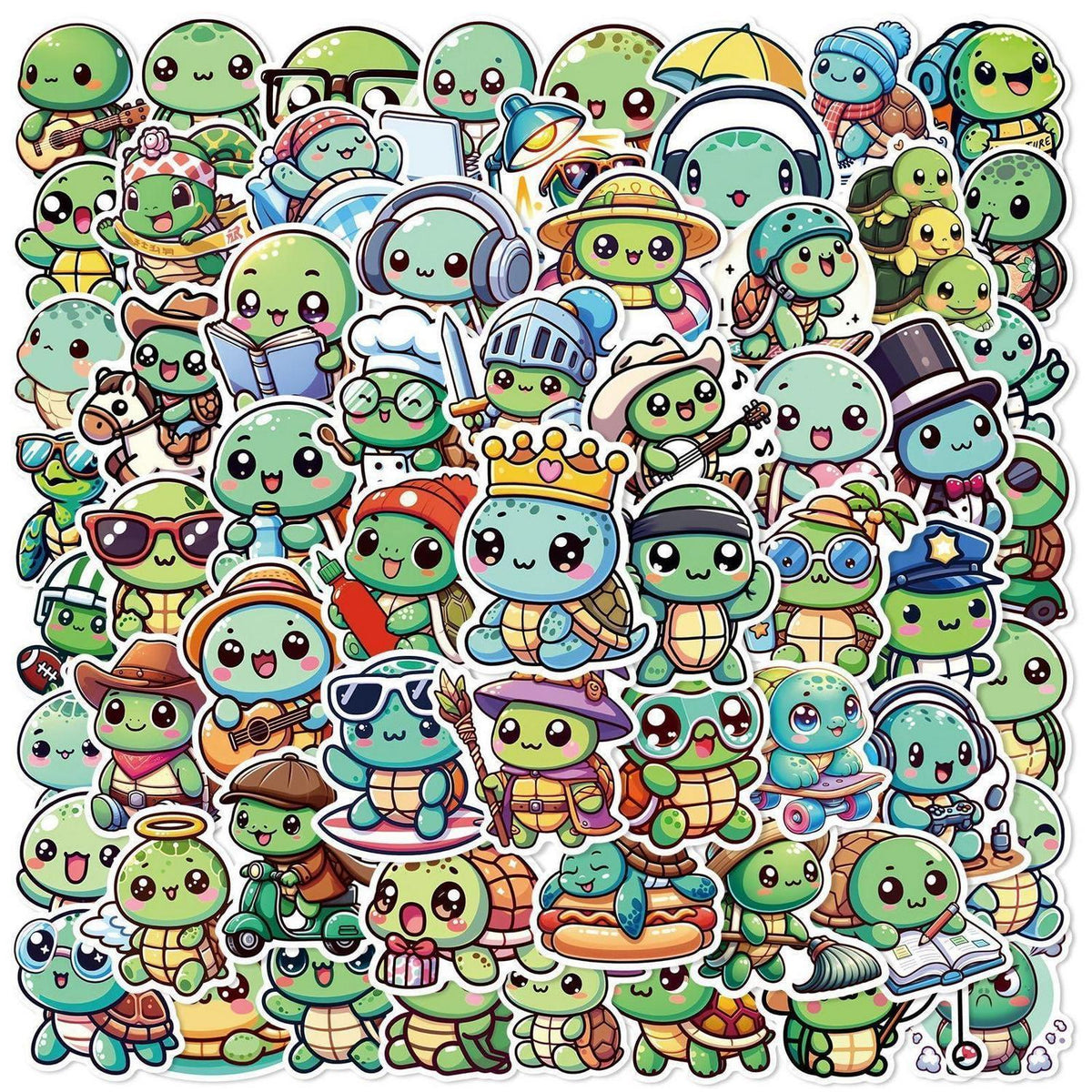 50 Schildkröten Aufkleber Set – Niedliche Deko für Auto, Laptop & mehr