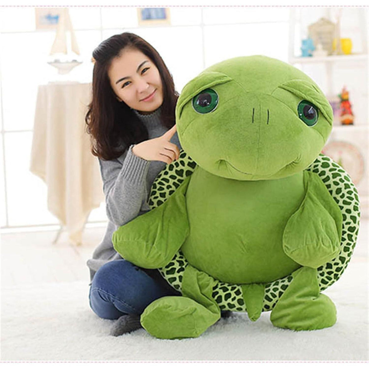 Große grüne Schildkröte Plüschtier - 60cm, Kuscheltier Geschenk