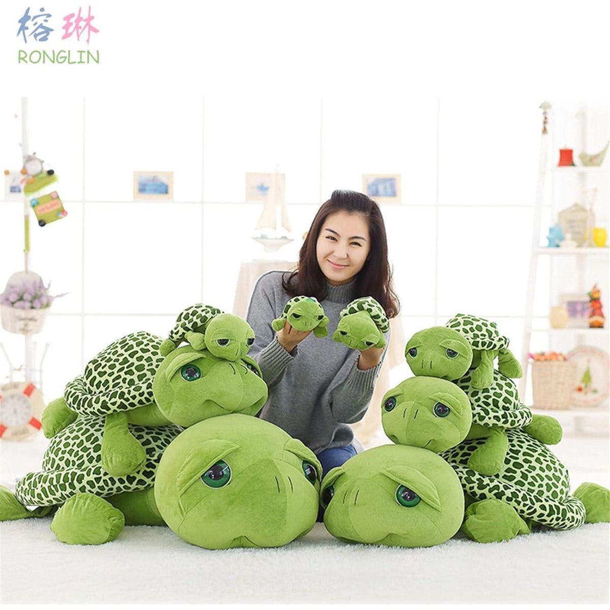 Große grüne Schildkröte Plüschtier - 60cm, Kuscheltier Geschenk
