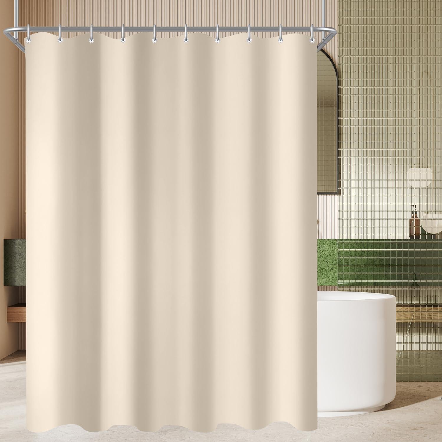 Duschvorhang Beige 170x200cm Antischimmel Textil Polyester Stoff 10