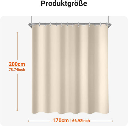 Duschvorhang Beige 170x200 Antischimmel Wasserabweisend waschbar Poly