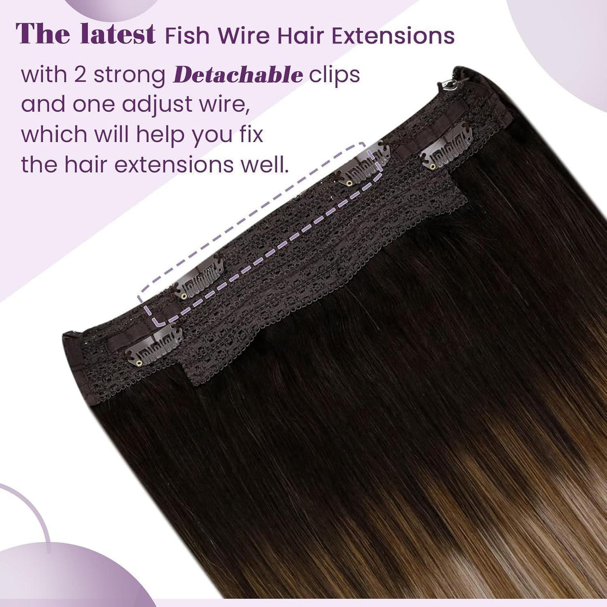 Echthaar Verlängerung Draht Ombre Braun 30cm
