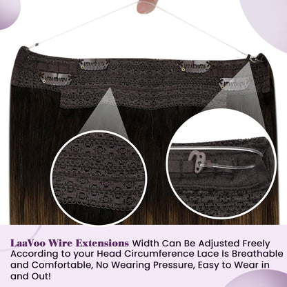 Echthaar Verlängerung Draht Ombre Braun 30cm