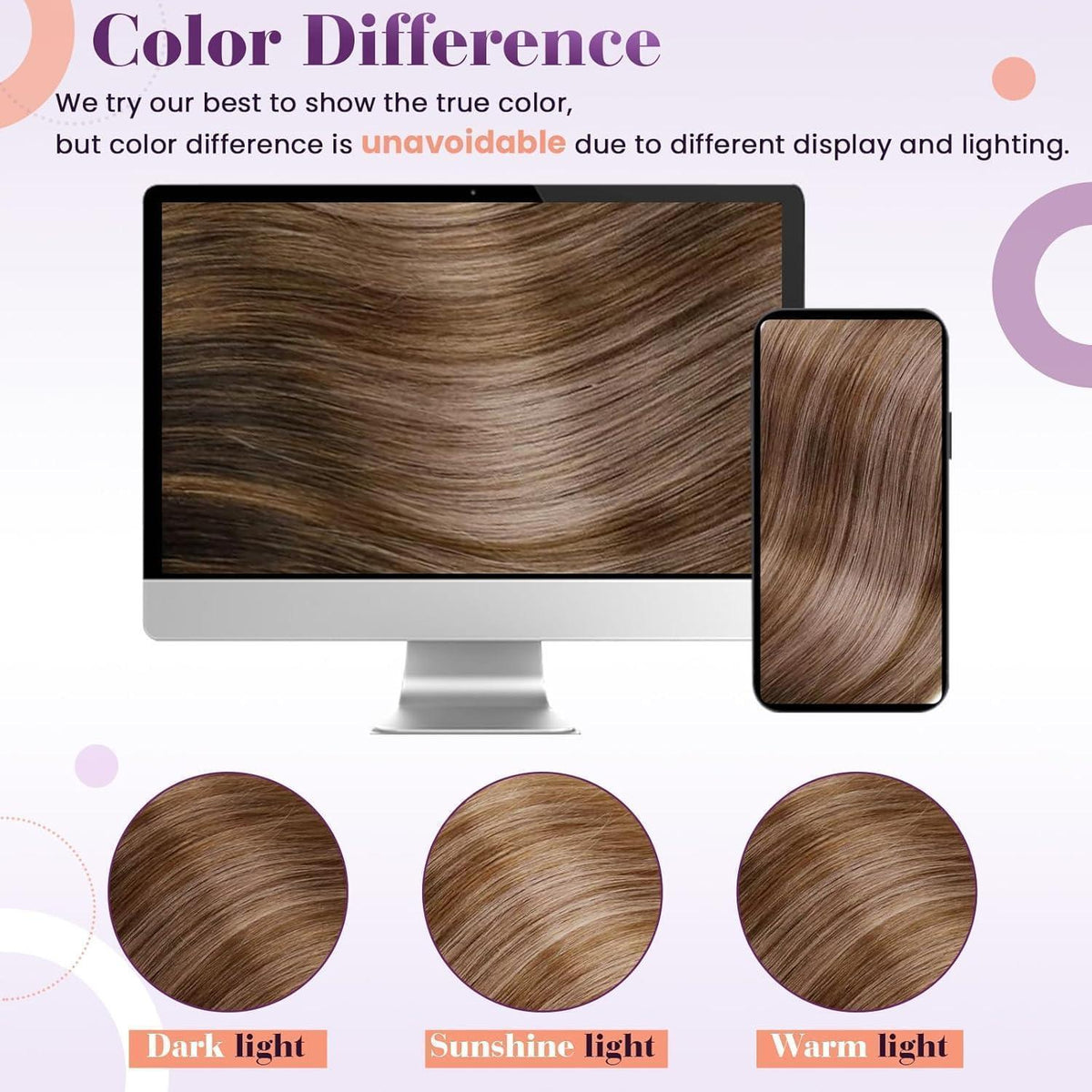 Echthaar Verlängerung Draht Ombre Braun 30cm