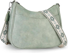Kleine Crossbody Bag blau aus veganem Leder mit breitem Gurt