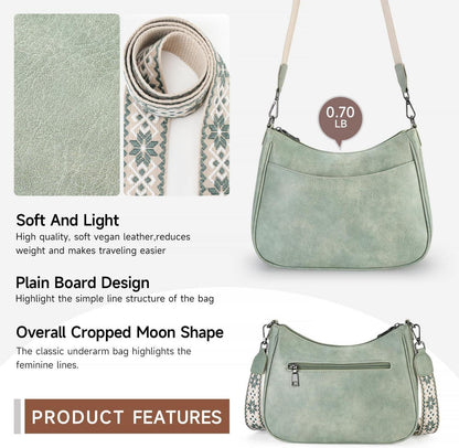 Kleine Crossbody Bag blau aus veganem Leder mit breitem Gurt